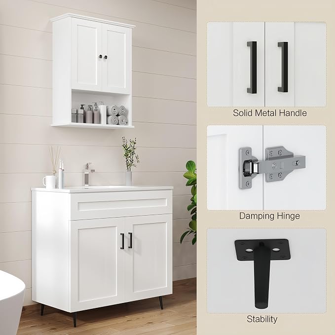 24/30/36IN Bathroom Vanities-Bathroom Sink Cabinet, Equipped Ceramic Sink - Image 6