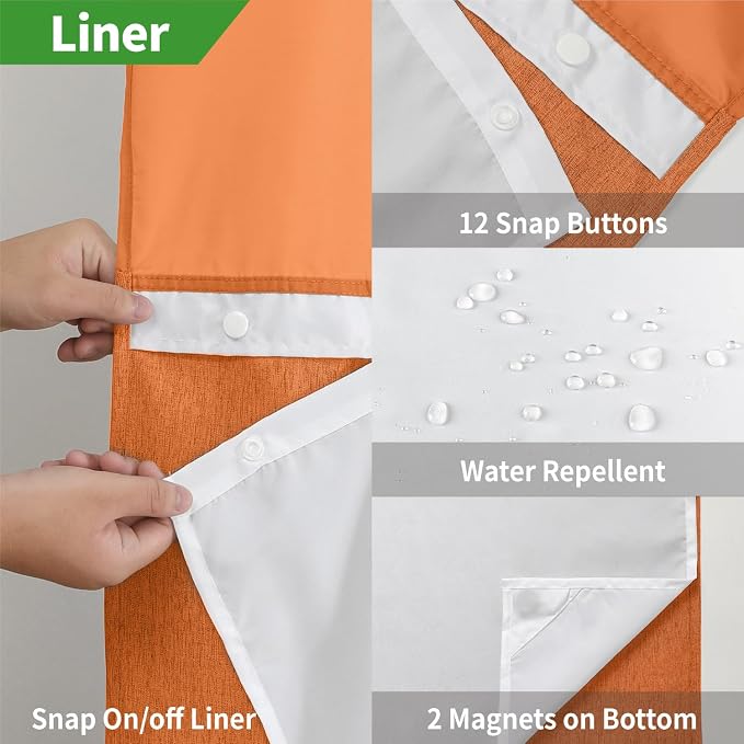 Extra Long No Hooks Needed Linen Textured Shower Curtain - Image 6