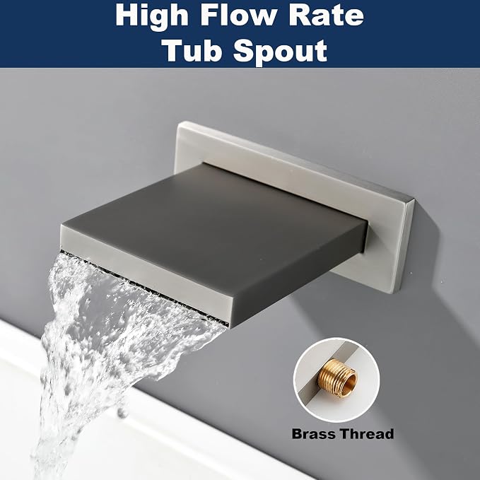 Shower System with Tub Spout, All Metal Bathtub Shower Faucet Set with High - Image 6
