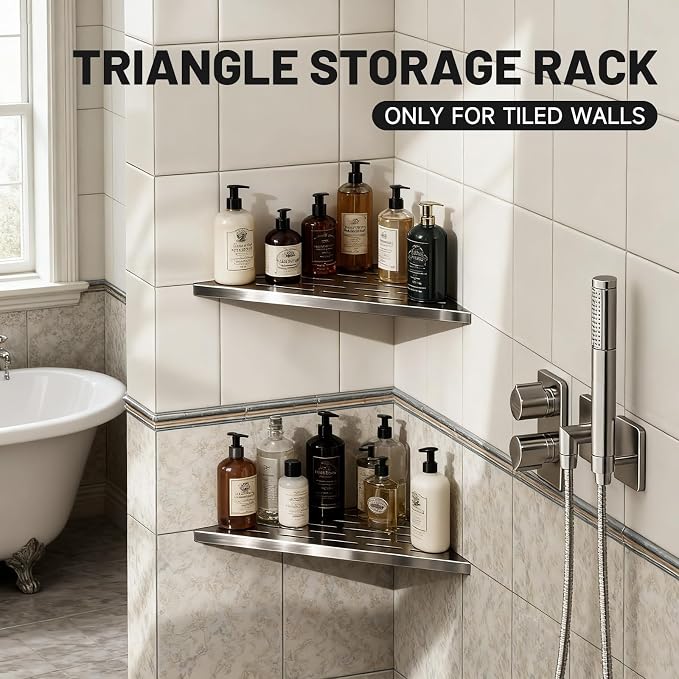 Corner Shower Shelves 10" Brushed Nickel, 2 Pack 304 Stainless Steel Shower - Image 5