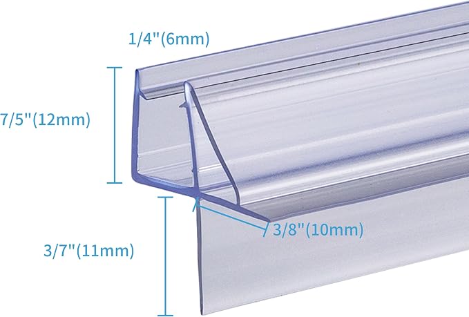 Shower Door Bottom Seal 2-Pack 1/4" x 36" Frameless Glass Shower Door Seal - Image 2