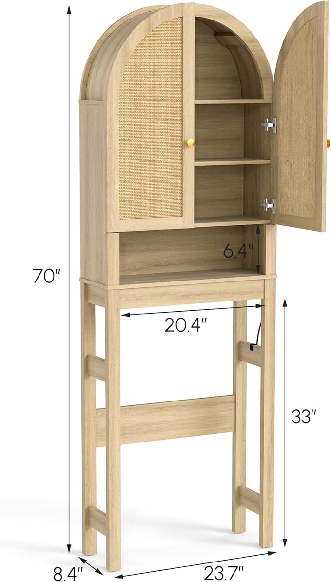 HMstone Over The Toilet Storage Cabinet, Arched Bathroom Organizer and Storage - Image 2