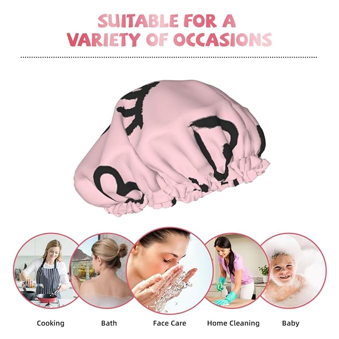 Eyelash and Heart Shower Cap for Women Reusable Waterproof Stylish Bath Hat - Image 9