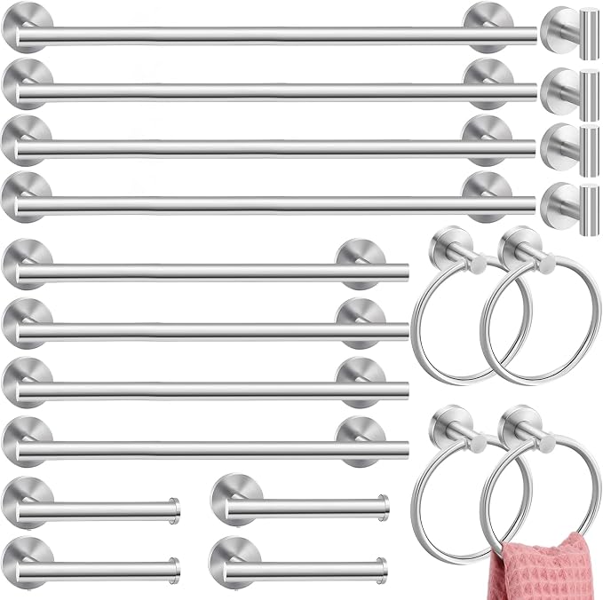 Gisafai 20 Pcs Bathroom Hardware Set, 23.6 Inch Brushed Towel Bar Ring Toilet by Gisafai