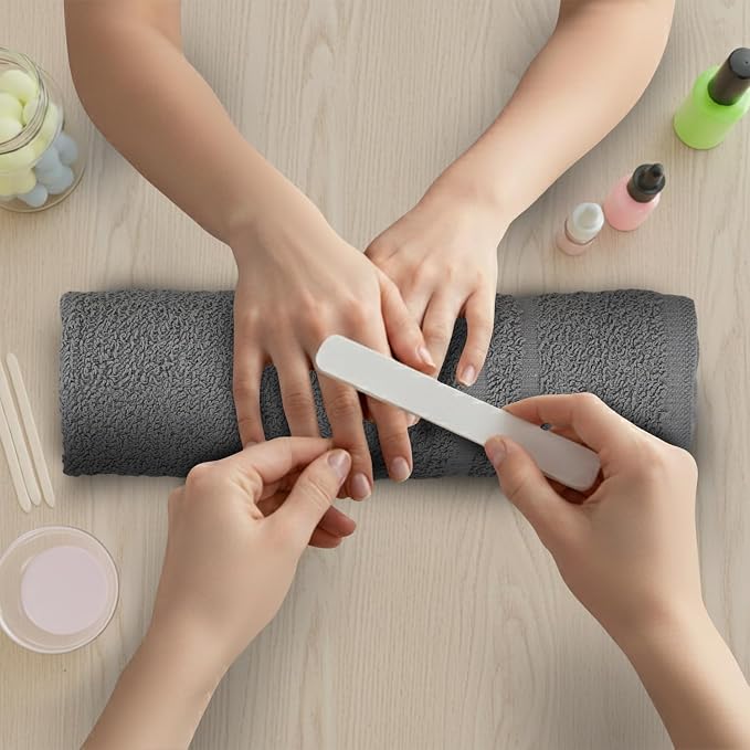 24 Pack Dark Grey Hand Towel 100% Cotton Spa Towel – 16x27 inches Highly - Image 4