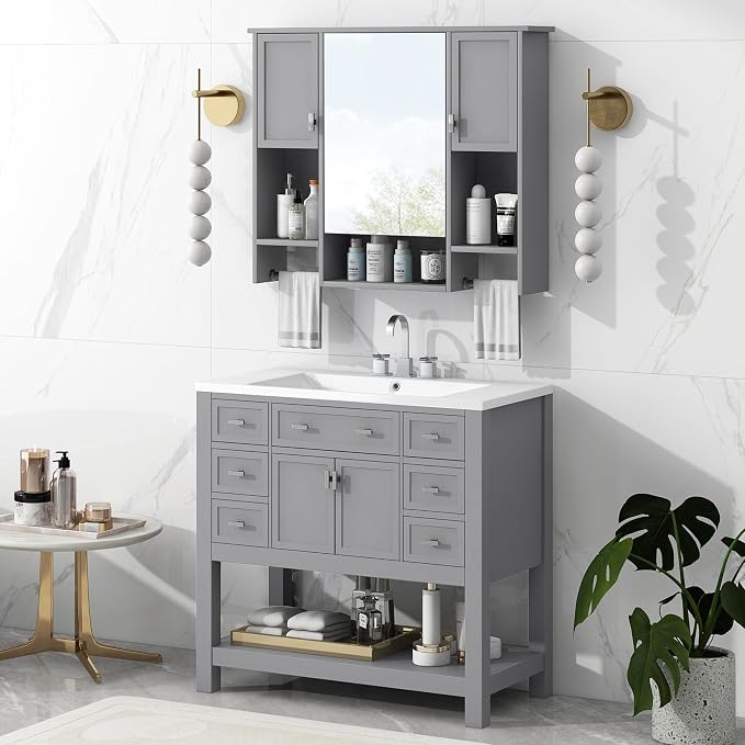 Bathroom Medicine Cabinet, Wall Mounted Bathroom Storage Cabinet - Image 4