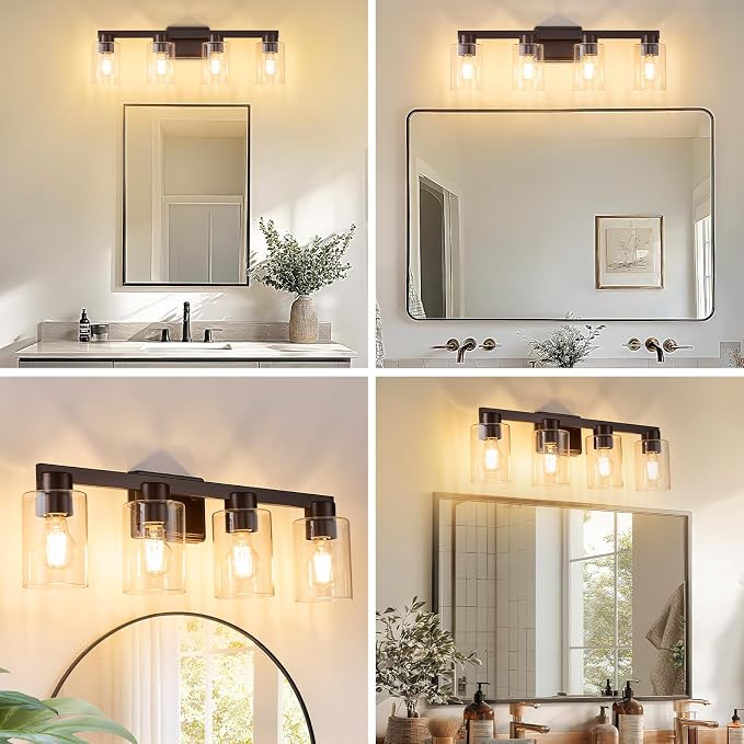 4-Light Bathroom Light Fixtures Modern Oil Rubbed Bronze Vanity Lights - Image 8