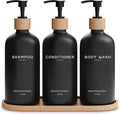 Black Shampoo and Conditioner Dispenser Set by Brighter Barns by BrighterBarns