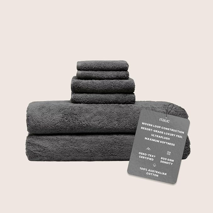 Italic Ultraplush Luxe 6 Piece Towel Set – 2 Bath Sheets, 2 Hand Towels - Image 2