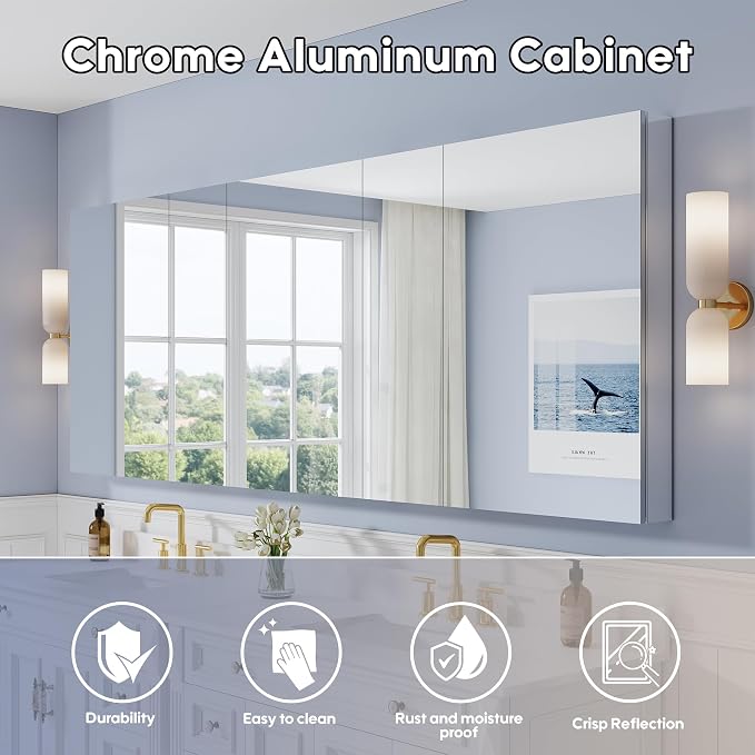 WELLFOR 96" x 36" Bathroom Medicine Cabinet - Image 3
