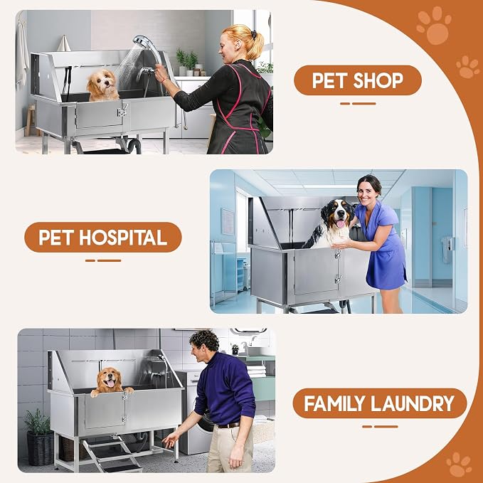Albott 60 Inch Stainless Steel Dog Washing Station - Image 8