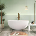 55" Premium Solid Surface Freestanding Bathtub, Upgraded Oval Stone Resin Tub by HIGEINE