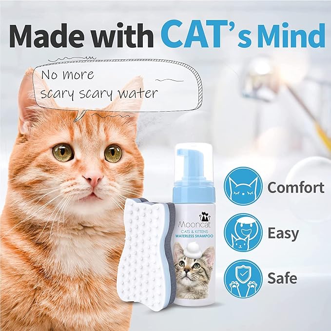 Mooncat Waterless Cat Shampoo+Cat Brush, Licking Safe Dry Shampoo - Image 3
