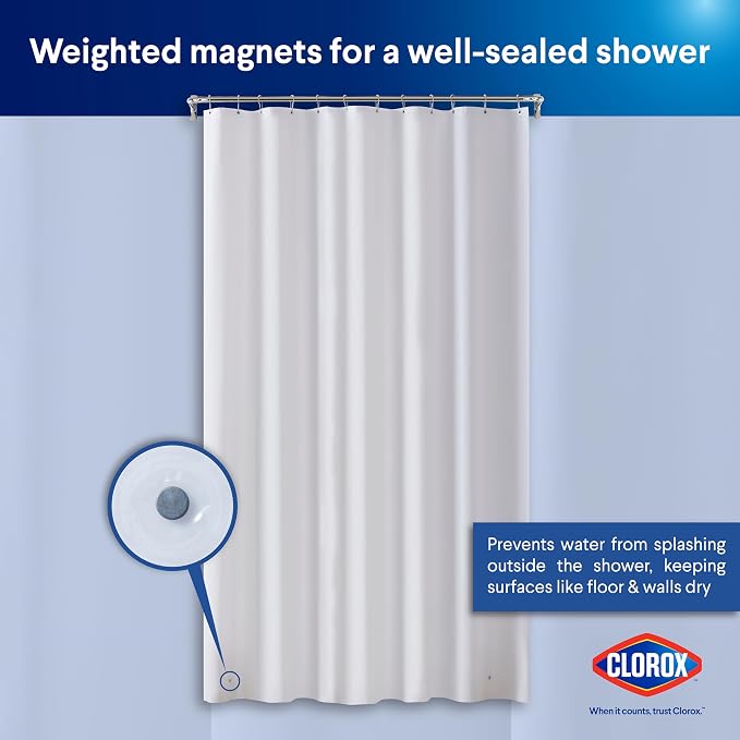 CLOROX Shower Curtain Liner, Premium Medium-Weight Durable Waterproof 6g PEVA - Image 8