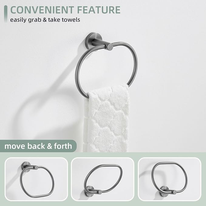 Angle Simple Swivel Towel Ring for Bathroom, SUS304 Stainless Steel Oval Hand - Image 3