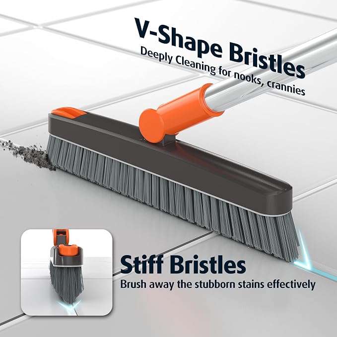 AIR U+ Grout Brush with Long Handle 180° Swivel Scrub Brush with Tweezers to - Image 3