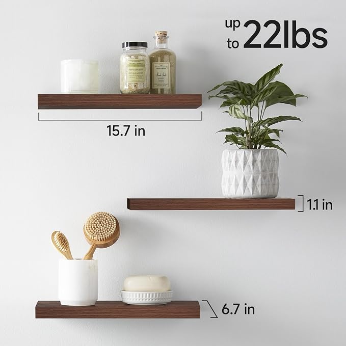 BAYKA Floating Shelves for Wall, Wall Mounted Rustic Wood Shelves for Bathroom - Image 6