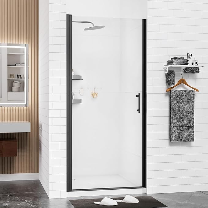 Kosmonia 36"-37"Wx72"H Frameless Pivot Shower Door, 1/4" Tempered Glass&Shatter by Kosmonia
