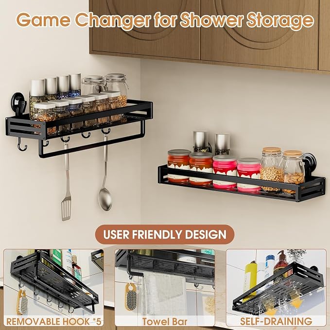 Shower Caddy Suction Cup, 11.8 inch 2 Pack Suction Shower Shelf - Image 6