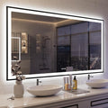 ISKM Framed LED Mirror for Bathroom 72"x40", Dimmable LED Bathroom Mirror by ISKM-IStillKeepMovin