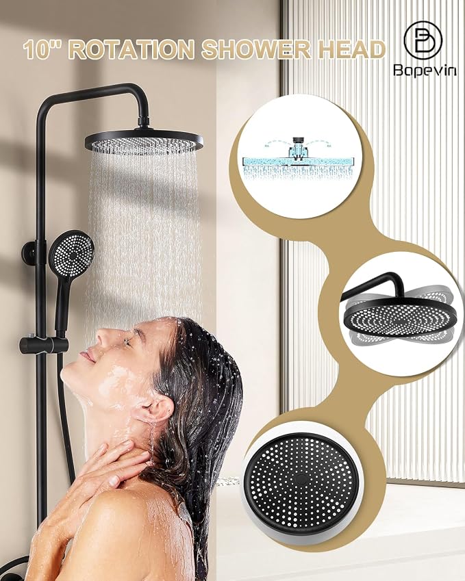 Outdoor Shower, 3 Functions Outdoor Shower Fixture SUS304 Stainless Steel Rain - Image 4