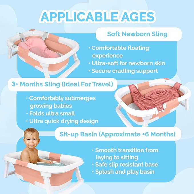 BEBELEH™ Collapsible Baby Bathtub – Bathtub + Baby tub Sling + Newborn Sling – - Image 4