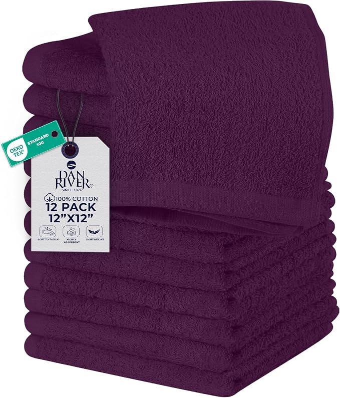 DAN RIVER 12 Pack Wash Cloths for Showering by DanRiver