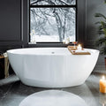 Empava Freestanding Bathtub, Non-Slip Flat Bottom, Glossy White, cUPC Certified by Empava
