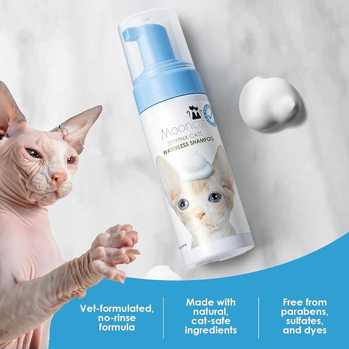 Mooncat Sphynx Cat Waterless Shampoo, Vet Approved No-Rinse Foam - Image 7