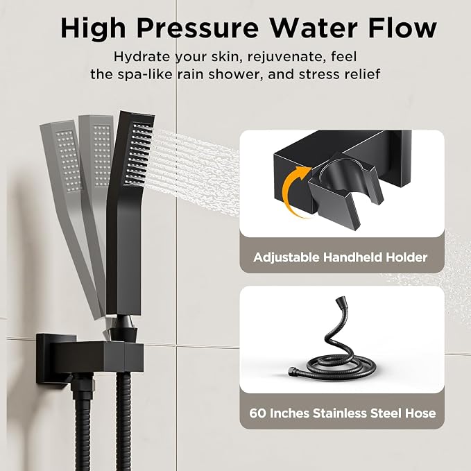 Shower Systems with 4 Body Spray Jets, STARBATH 4 Way 12+6" Rainfall Shower - Image 4