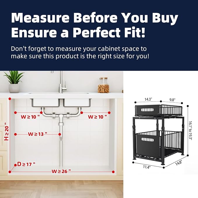 MIKEE Under Sink Organizer, 2 Tier Under Sink Organizers and Storage, Bathroom - Image 2
