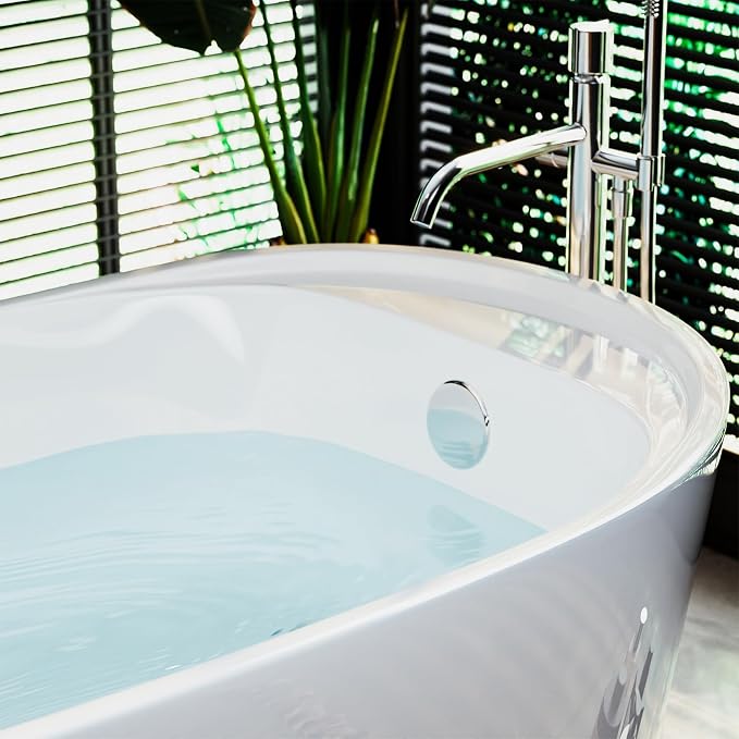 Empava Freestanding Bathtub, Non-Slip Flat Bottom, Glossy White, cUPC Certified - Image 5