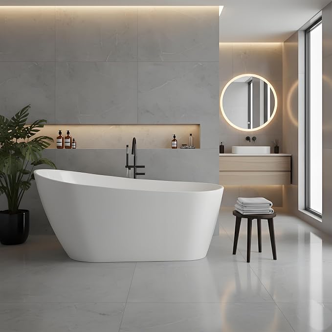 Freestanding Bathtubs 67 inch Acrylic Free Standing Bath Tub, Freestanding Tub by GarveeLife