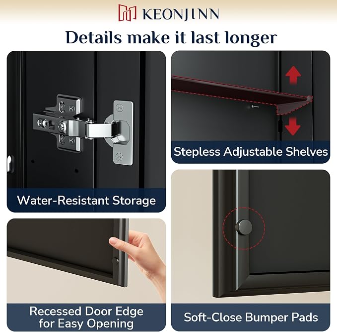 Keonjinn 48 x 26 Inch Medicine Cabinet, Assembly Required, Lightweight - Image 7