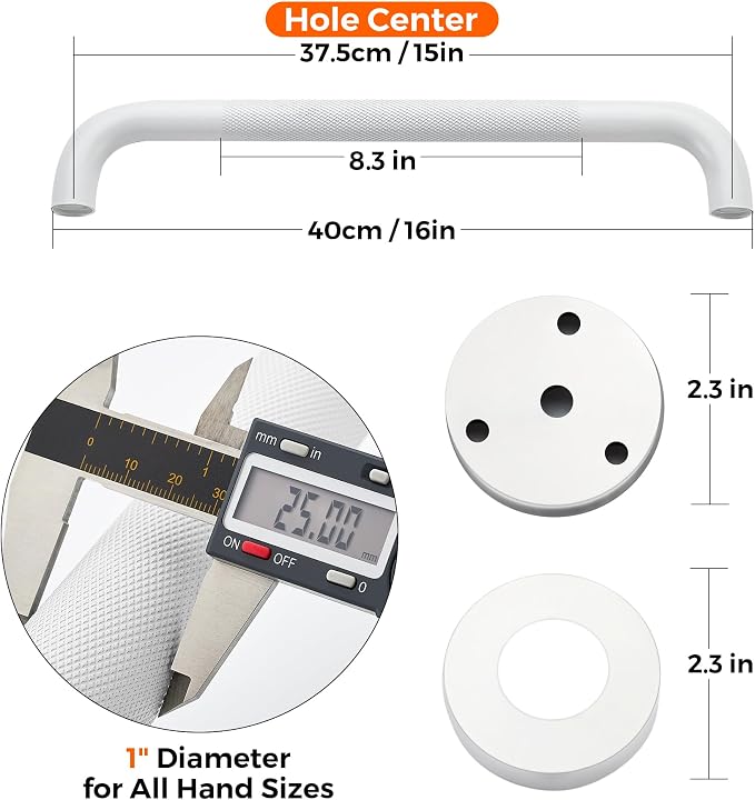 Grab Bars for Shower, 2 Pack 16-Inch Anti Slip Shower Handles for Elderly - Image 4