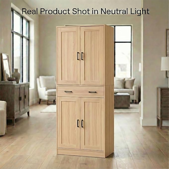 71" Tall Kitchen Pantry Cabinet, Freestanding Storage Cabinet - Image 3