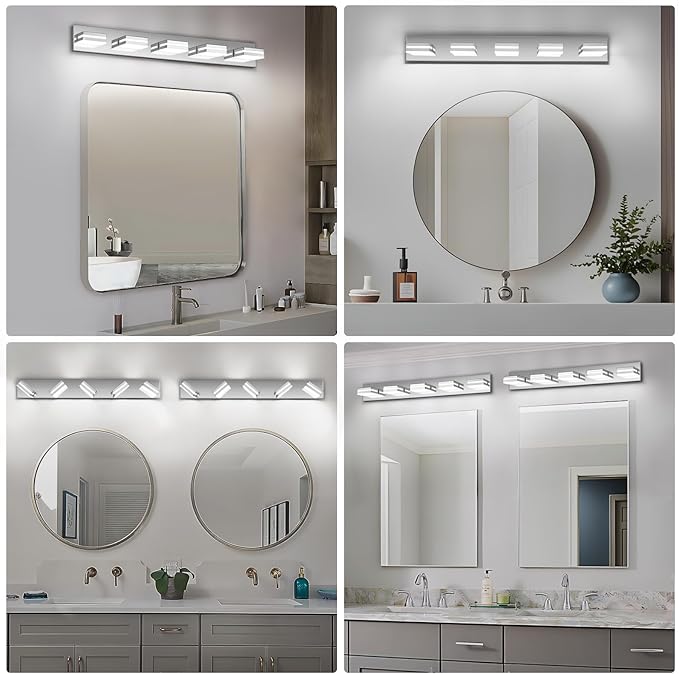 Modern LED Bathroom Lights Fixtures, Stainless Steel Chrome Acrylic Wall - Image 8