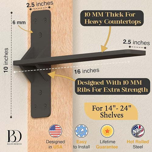 16 inch Floating Countertop Support Brackets by Balin Designs, Free hanging - Image 2