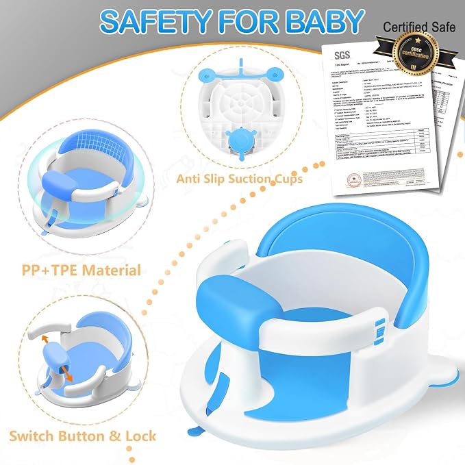 Baby Bath Seat for Babies 6 Months & up, Non-Slip Toddler Bath Seats for Babies - Image 5