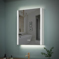 WELLFOR 24" x 30" LED Mirrored Bathroom Cabinet, Mirror Medicine Cabinet by WELLFOR