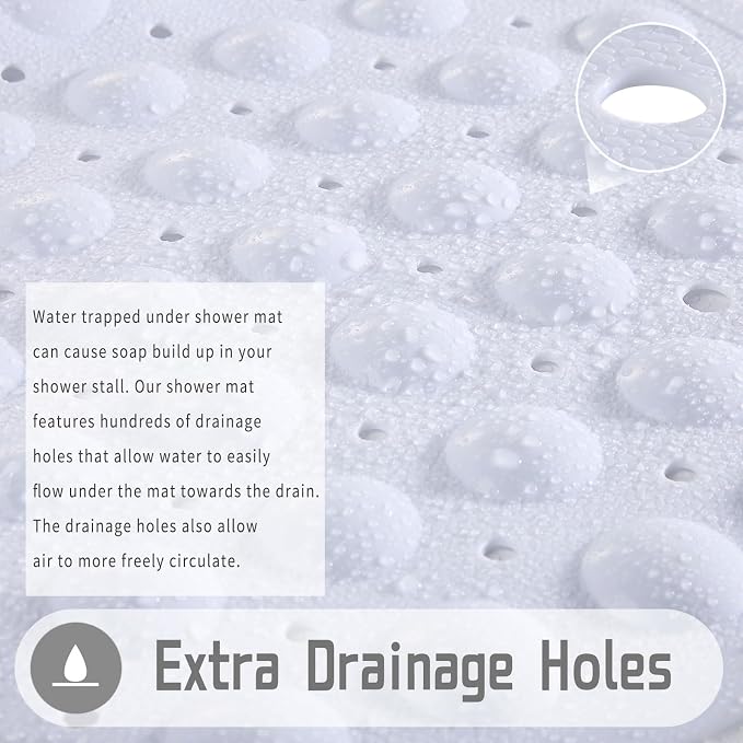 Yimobra Shower Stall Mat Non Slip, 21x21 Inch, Soft Square Bath Mat - Image 4