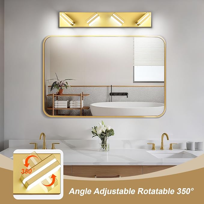 Modern LED Bathroom Lights Fixtures, Metal Gold Acrylic Wall Lighting, Vanity - Image 2