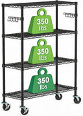 Storage Wire Shelving with Wheels 4-Tier Heavy Duty Garage Shelves Unit Metal by Alexayhome