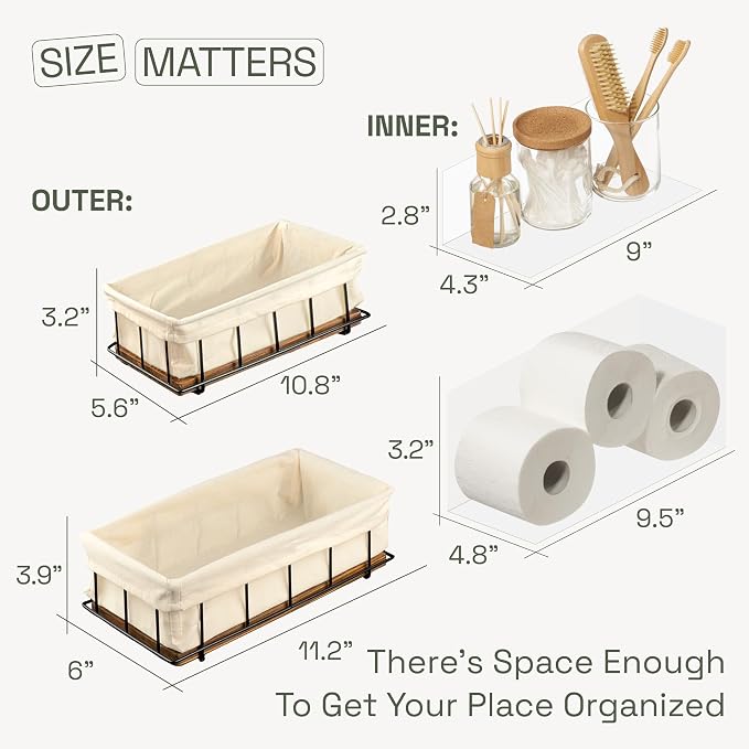 BAOBAB WORKSHOP Set of 2 Wooden Bathroom Baskets Organizer & Storage - Image 4