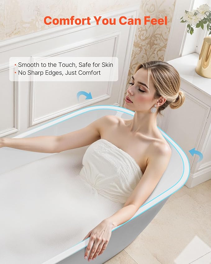 VEVOR Acrylic Freestanding Bathtub, 67 Inch Contemporary Soaking White Tub - Image 6