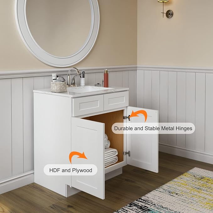 ROOMTEC Bathroom Cabinet, Morden Bathroom Sink Vanity Storage Cabinet, Shaker - Image 4