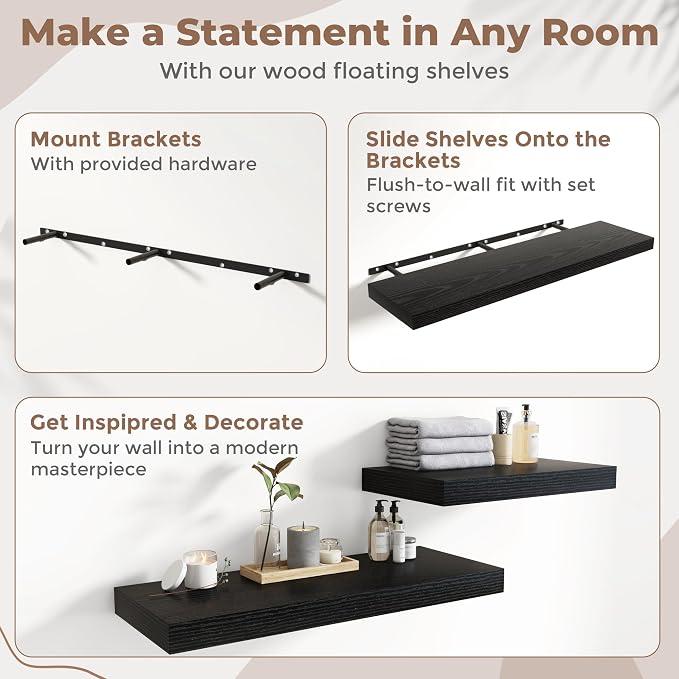 55 Inch Long Floating Shelves for Wall Set of 2, Easy Install Engineered Wood - Image 5