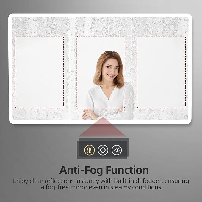 Medicine Cabinet with LED Lights and Mirror, 60 x 32 Inch Surface or Recessed - Image 7