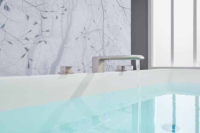 SITGES Minimalist Square-Shaped Bathtub Faucet, 2-Handle Widespread Roman Tub - Image 3