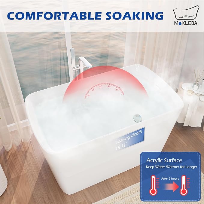 47" Lucite Acrylic Freestanding Bathtub，Square Shape Janpanese Soaking Tub - Image 8